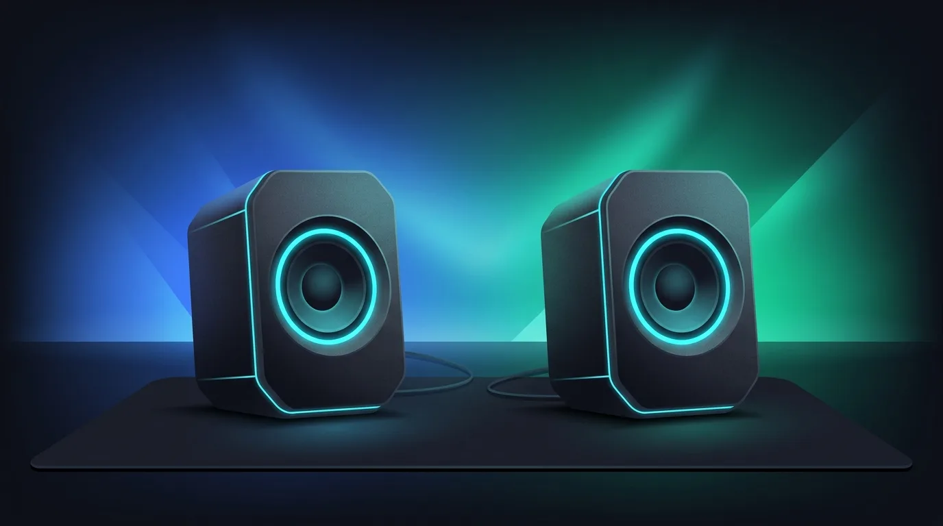 Enceintes de bureau Logitech aux accents cyan