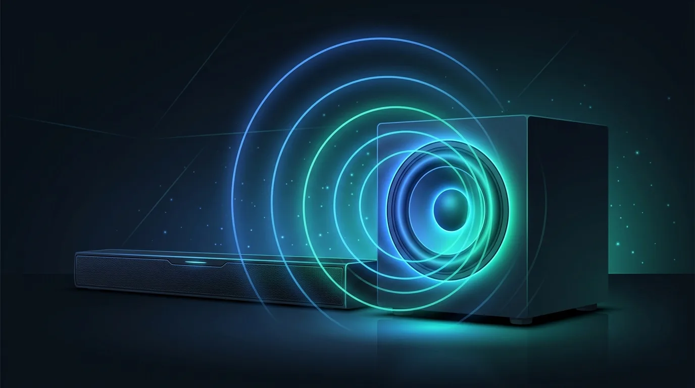 Barre de son PC accompagnée d'un caisson de basses lumineux